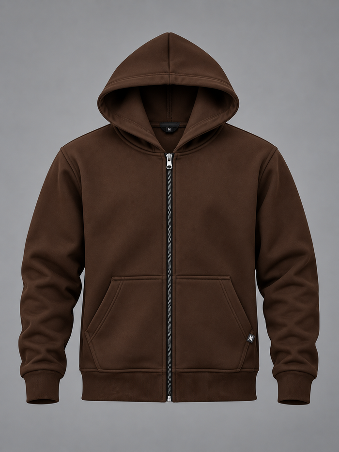 Premium Brown Zip-Up Hoodie