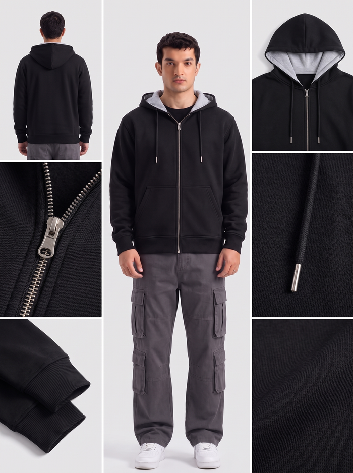 Premium Black Zip-Up Hoodie