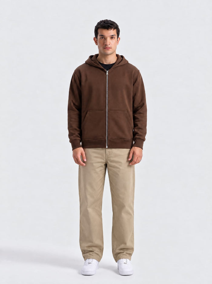 Premium Brown Zip-Up Hoodie