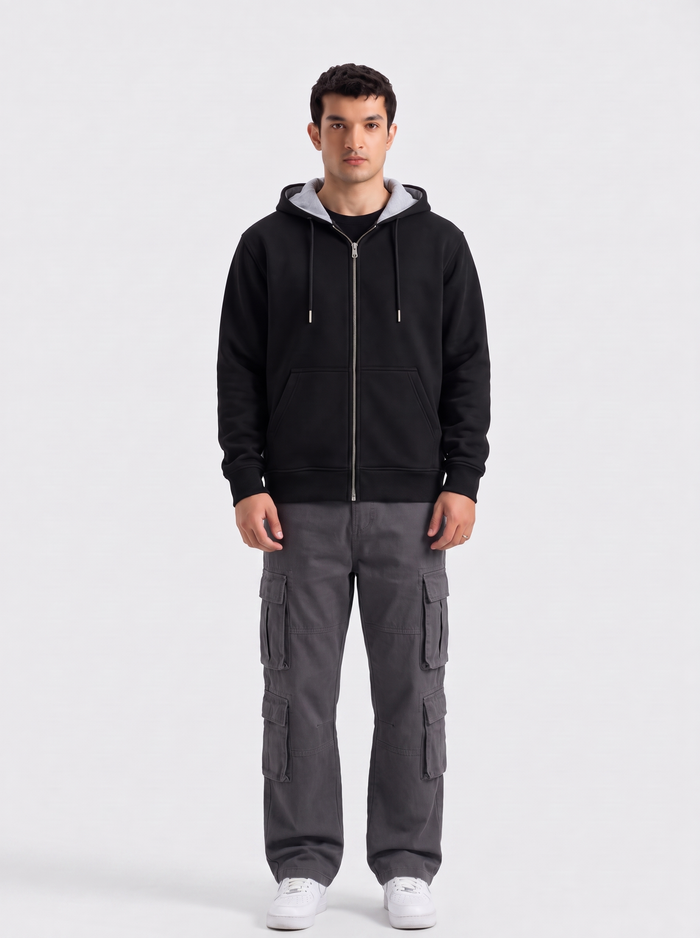 Premium Black Zip-Up Hoodie